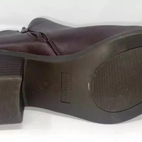 Top Moda Block Heel Ankle Bootie Zipper Brown Size 7.5 - Picture 6 of 6